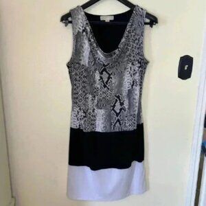 Michael Kors Snake Print Color Block Drape Neck Dress